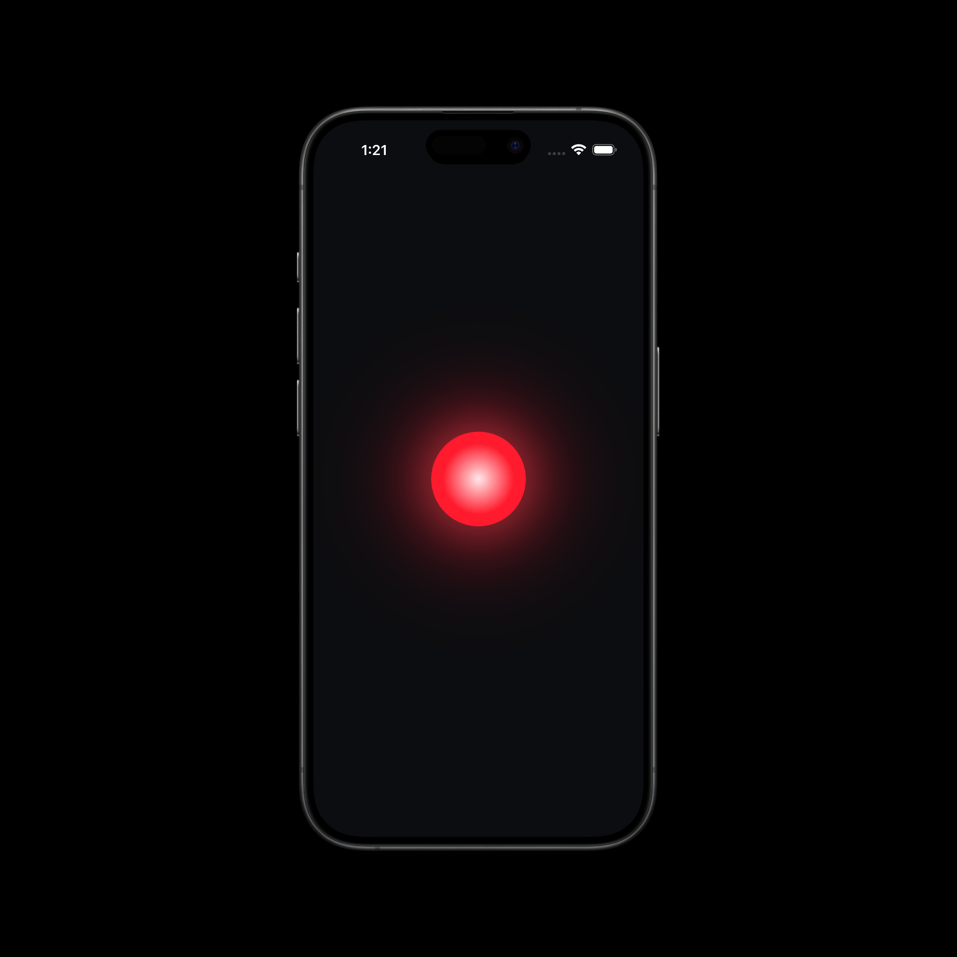 Aimo splash screen on iPhone — the glowing red dot