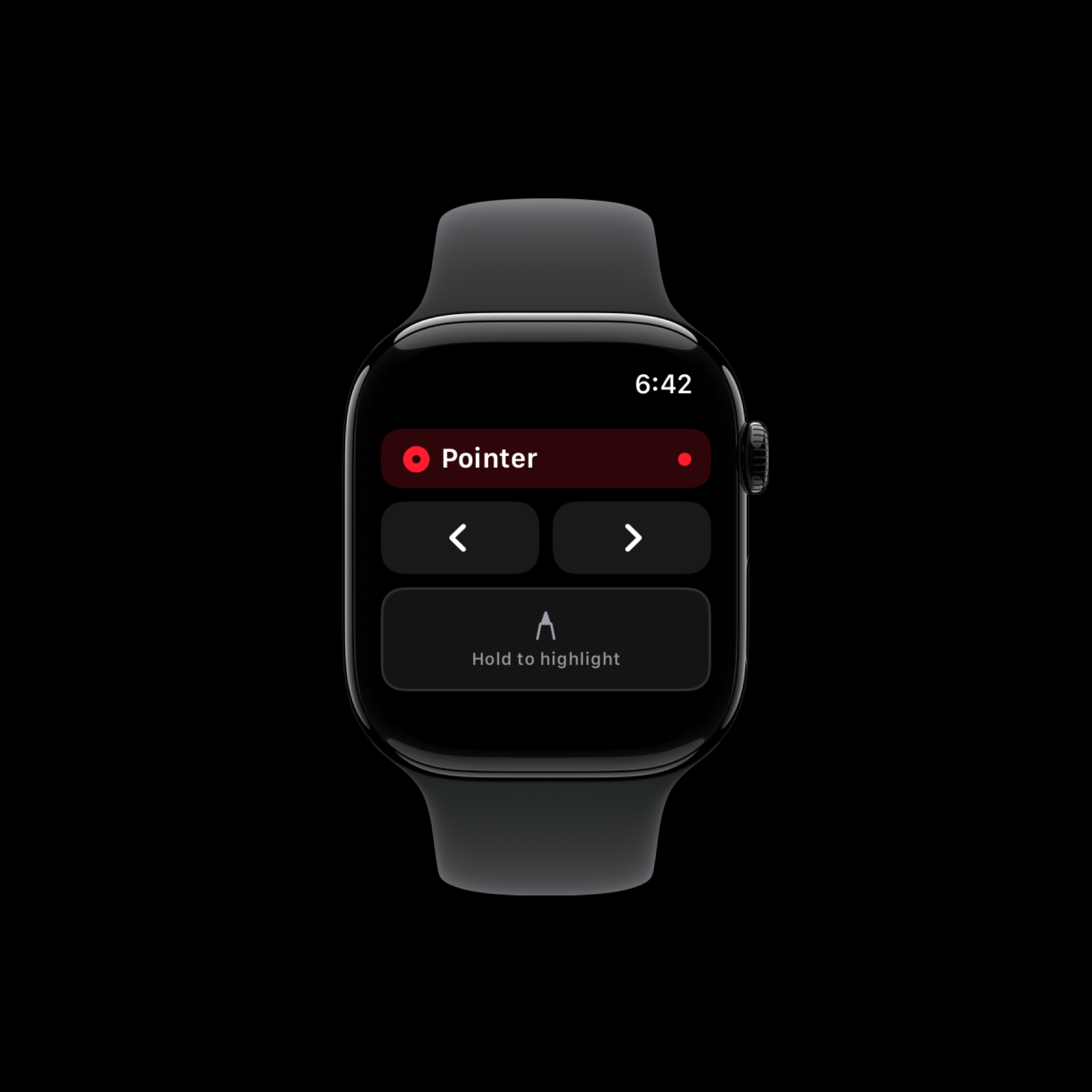 Aimo on Apple Watch with pointer and slide controls